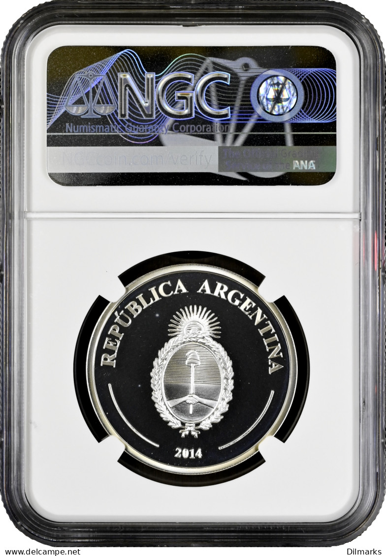 Argentina 5 Pesos 2014, NGC PF69 UC, &quot;El Payador&quot; - Argentina