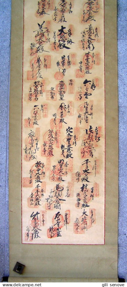 Japanese Pilgrimage Scroll 33 Temples - Manuscripts