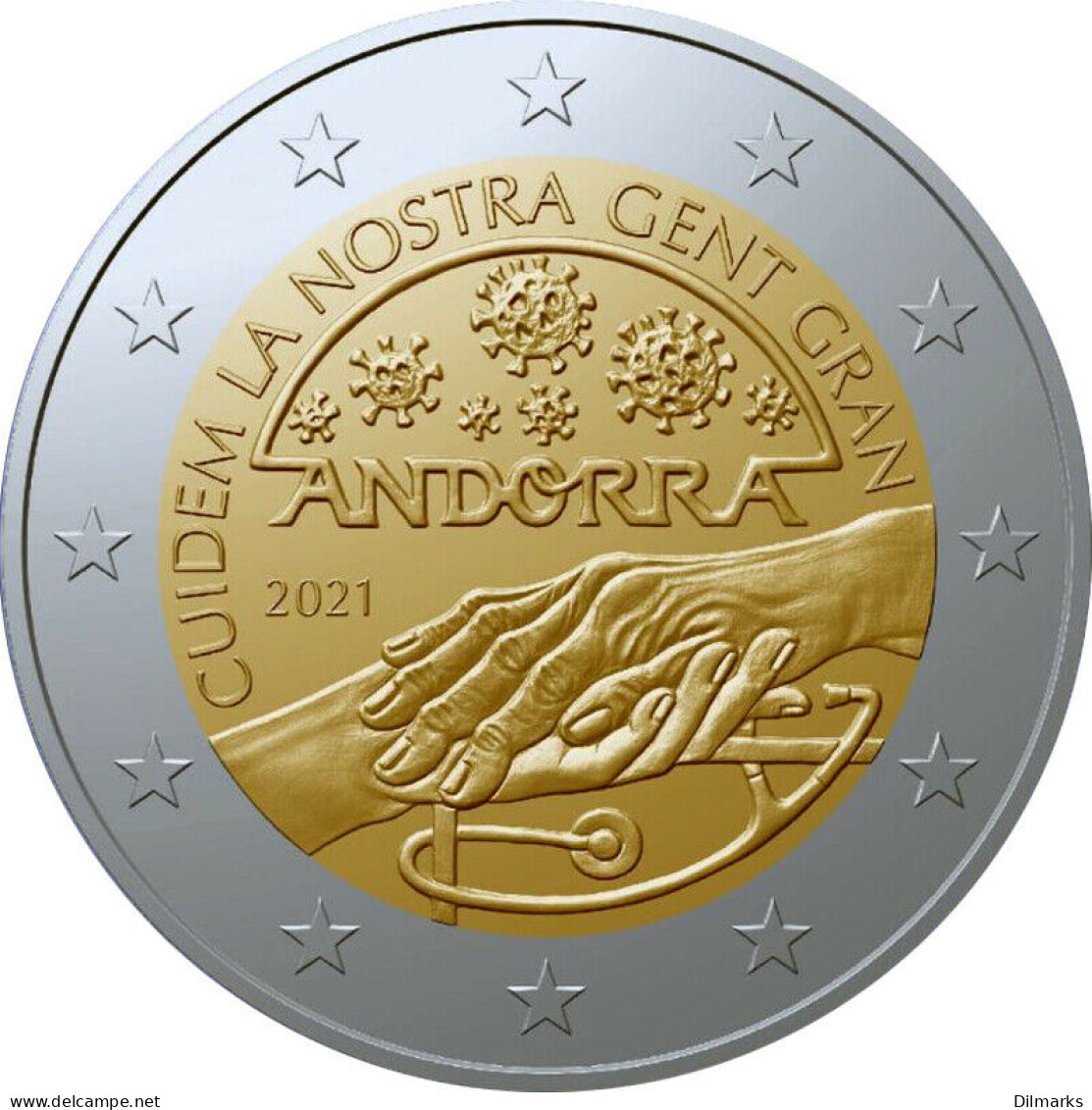 Andorra 2 Euro 2021, BU, &quot;Let’s Take Care Of Our Elderly&quot; - Andorra