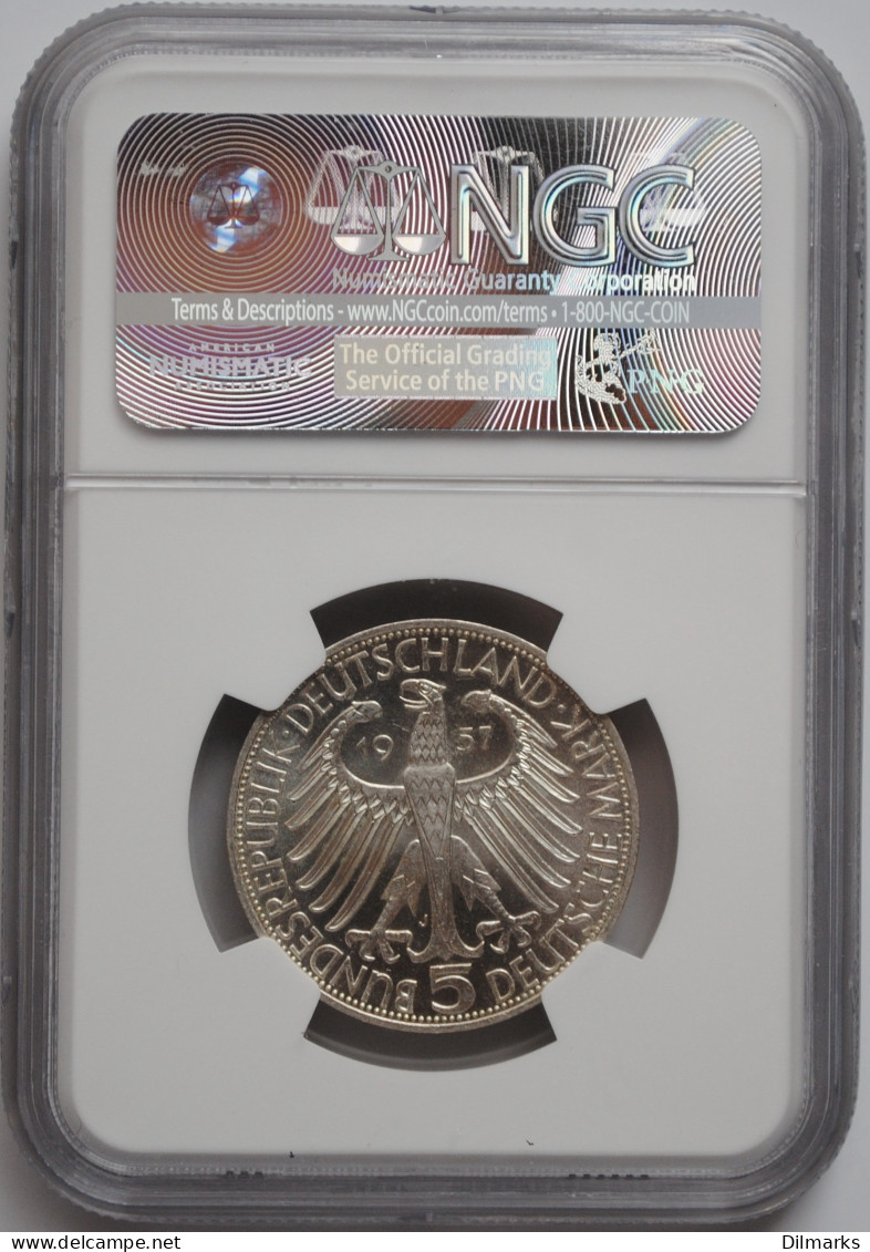 Germany - FRG 5 Mark 1957, NGC MS64, &quot;100th Anniver. - Joseph Von Eichenhoff&quot; - 5 Marcos