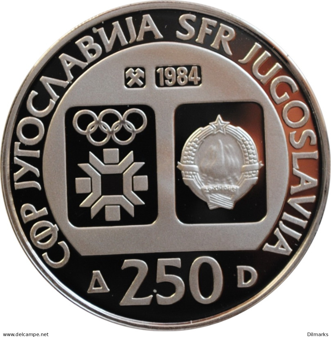 Yugoslavia 250 Dinara 1984, PROOF, &quot;XIV Winter Olympics, Sarajevo 1984&quot; - Yugoslavia