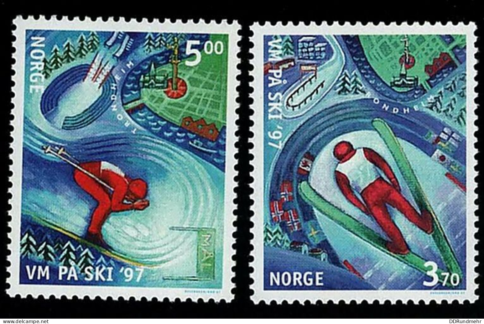 1997 WC Skiing Michel NO 1242 - 1243 Stamp Number NO 1153 -1154 Yvert Et Tellier NO 1199 - 1200 Xx MNH - Neufs