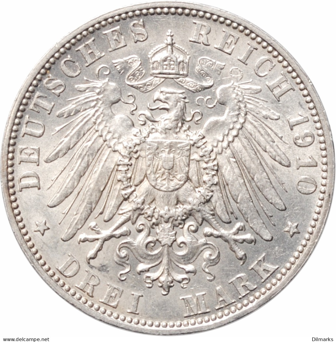 Bavaria 3 Mark 1910, UNC, &quot;King Otto I (1886 - 1913)&quot; - 2, 3 & 5 Mark Silver