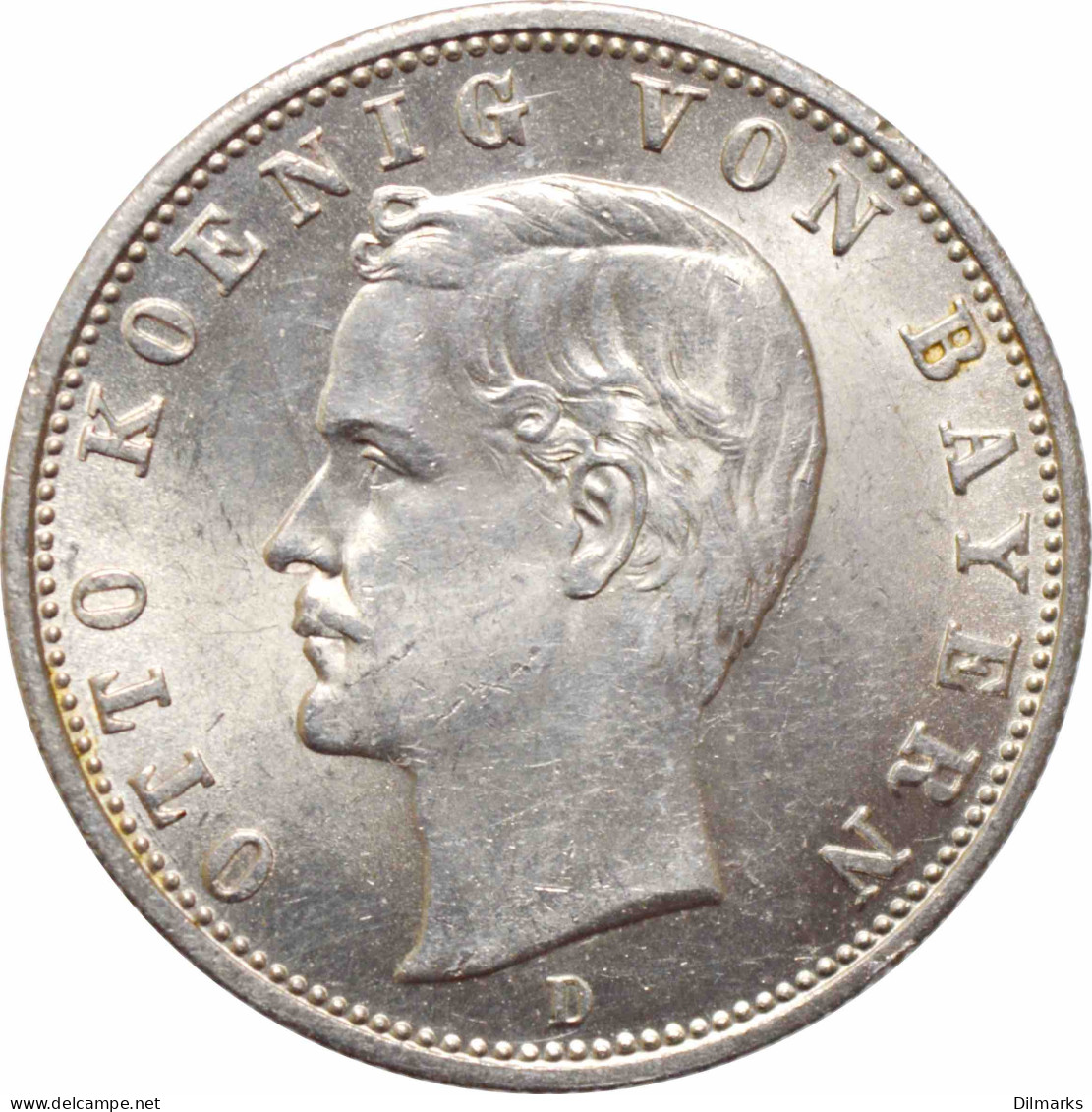 Bavaria 2 Mark 1905 D, BU, &quot;King Otto I (1886 - 1913)&quot; Silver Coin - 2, 3 & 5 Mark Argento