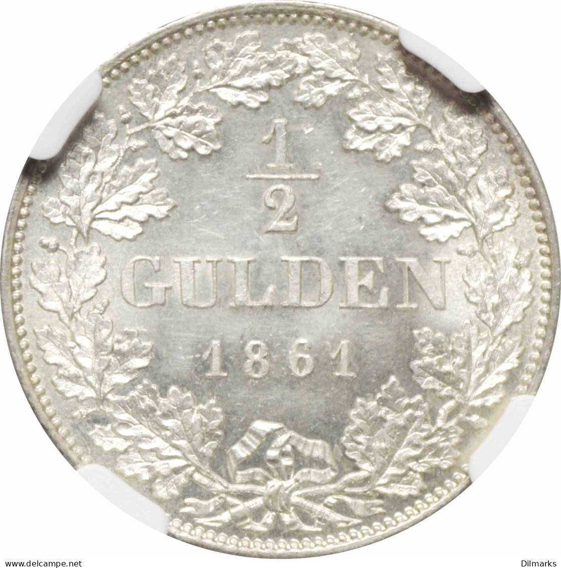 Bavaria 1/2 Gulden 1861, NGC MS64, &quot;King Maximilian II (1848 - 1864)&quot; TopPop 2/0 - Taler & Doppeltaler