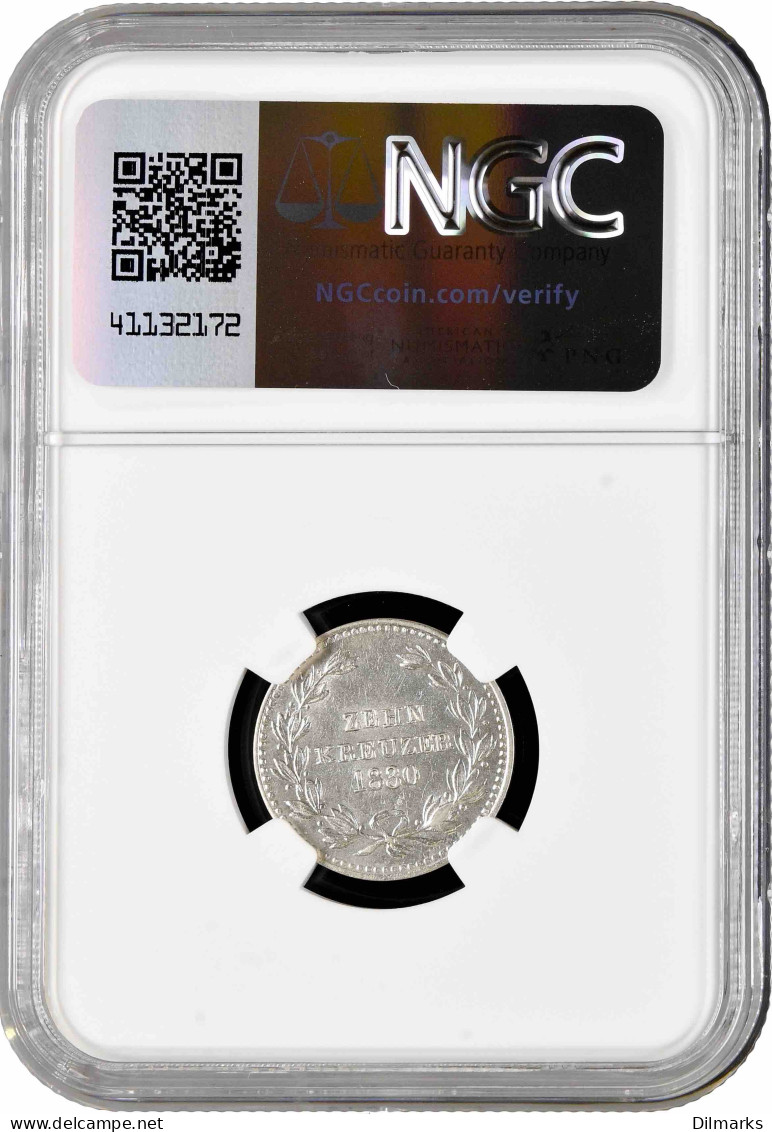 Baden 10 Kreuzer 1830, NGC UNC Det., &quot;Gerand Duke Louis I (1818 - 1830)&quot; - Taler En Doppeltaler