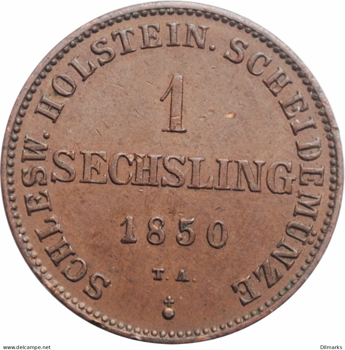 Schleswig-Holstein 1 Sechsling 1850, UNC, &quot;Provisional Government (1850 - 1851)&quot; - Taler Et Doppeltaler