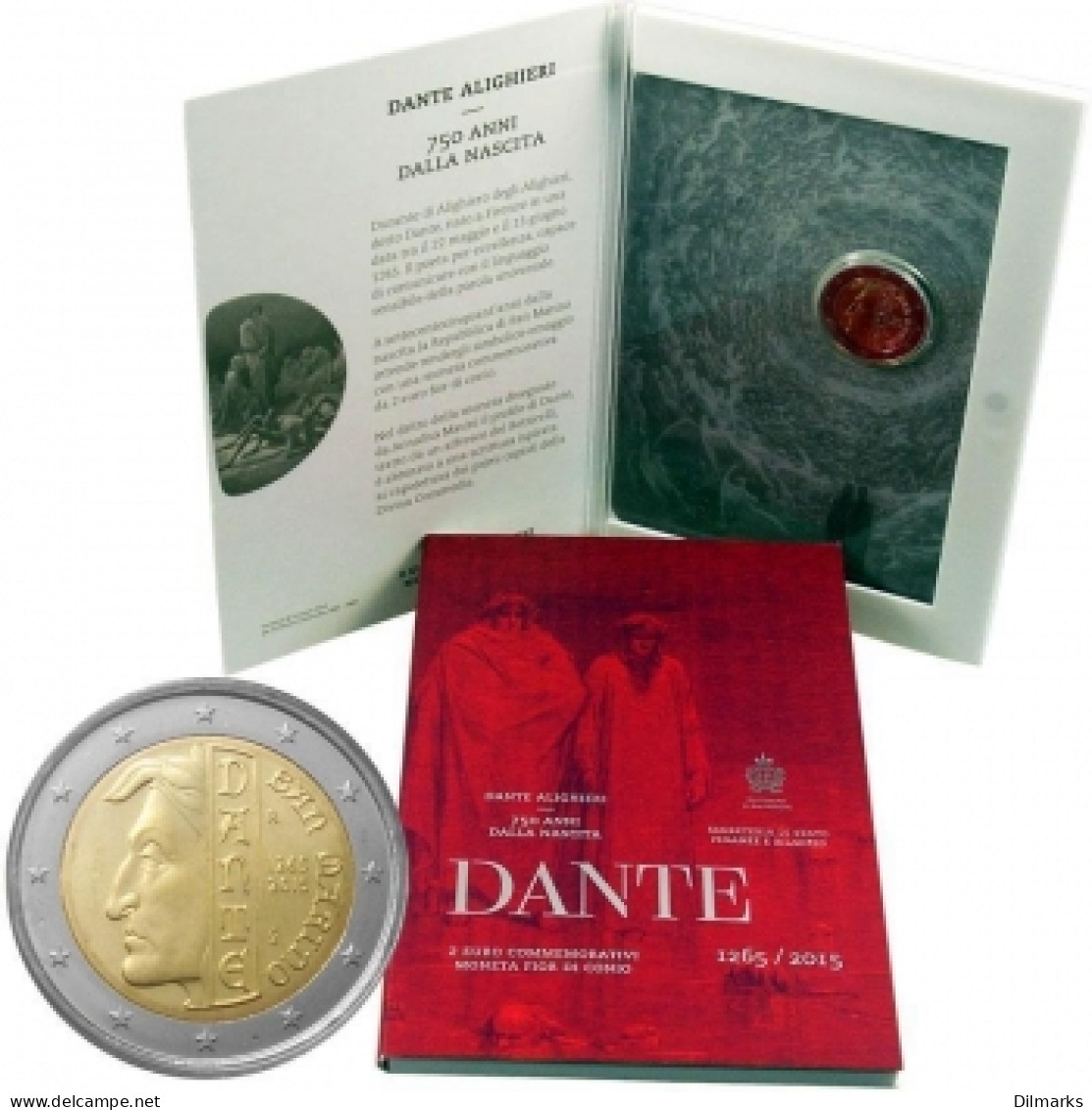 San Marino 2 Euro 2015, BU, &quot;750th Anniversary - Birth Of Dante Alighieri&quot; - Saint-Marin