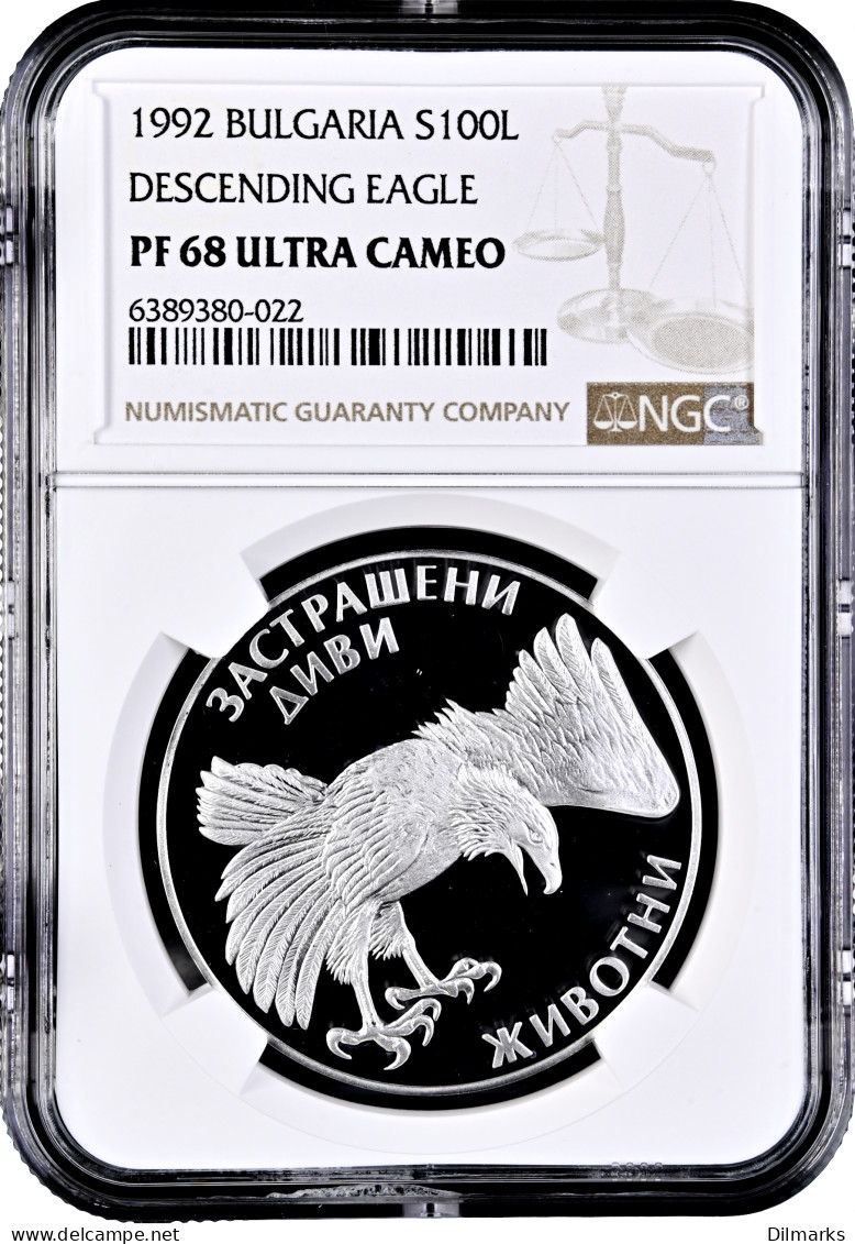Bulgaria 100 Leva 1992, NGC PF68 UC, &quot;Endangered Species - Eagle&quot; - Bulgarie