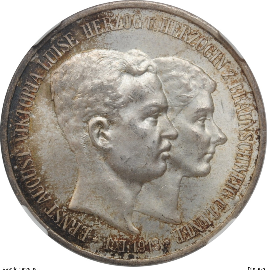 Brunswick-Wolfenbuttel 3 Mark 1915, NGC MS64, &quot;Ernst August Wedding &amp; Accession&quot; - 2, 3 & 5 Mark Silver