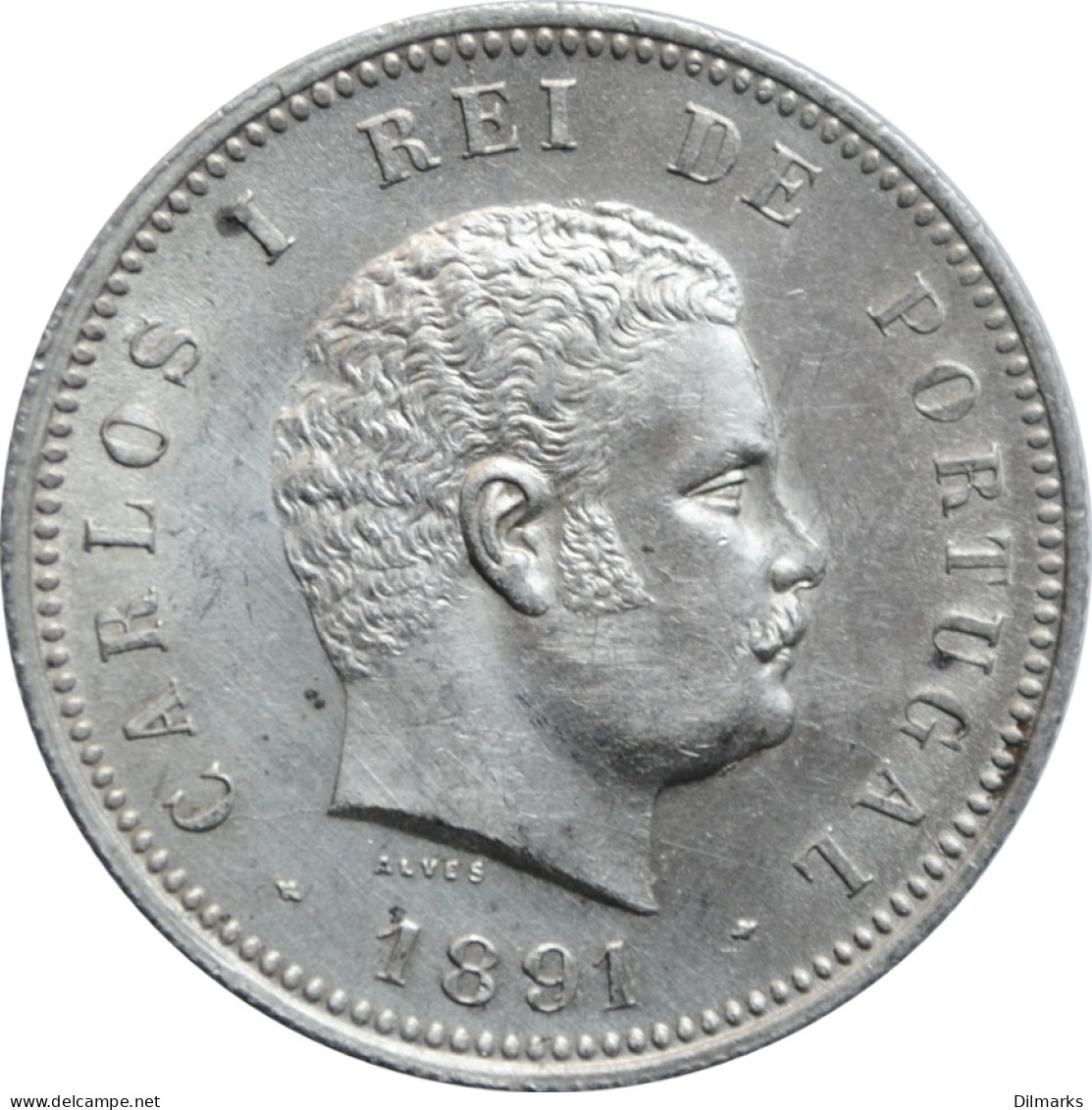 Portugal 200 Reis 1891, AU, &quot;King Carlos I (1889 - 1908)&quot; - Portogallo