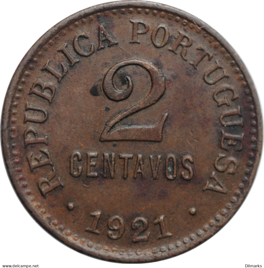 Portugal 2 Centavos 1921, XF, &quot;Portuguese Republic (1910 - 1969)&quot; - Portogallo