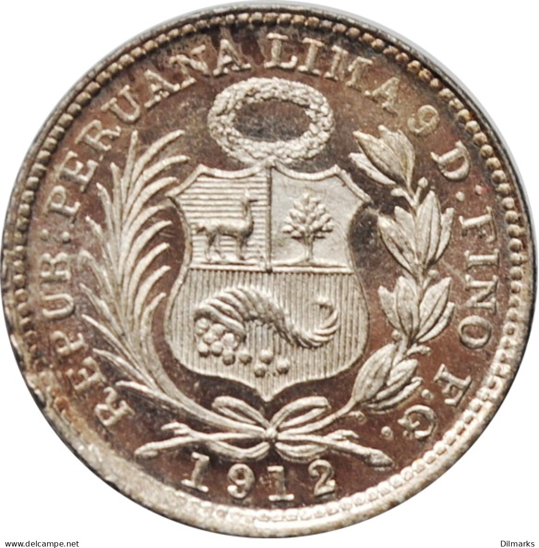 Peru 1/2 Dinero 1912 FG, UNC PL, &quot;República Del Perú (1863 - 1917)&quot; - Pérou