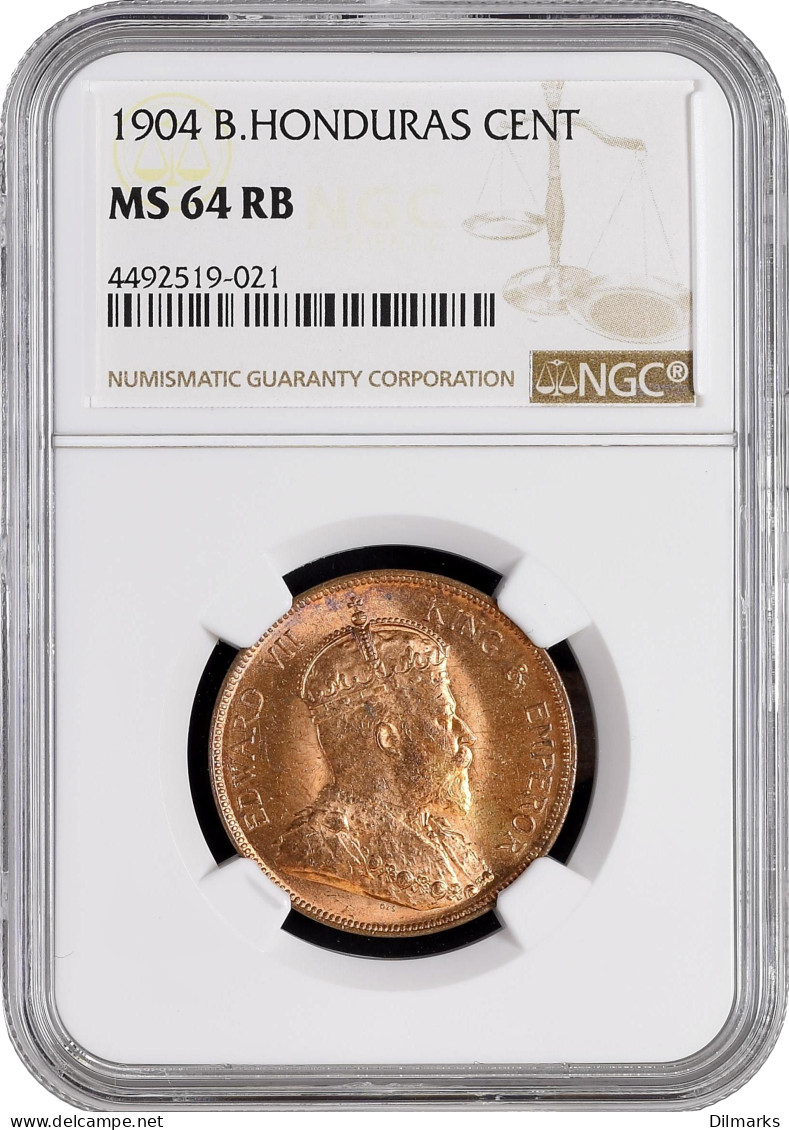 British Honduras 1 Cent 1904, NGC MS64 RB, &quot;King Edward VII (1902 - 1910)&quot; - Colonies
