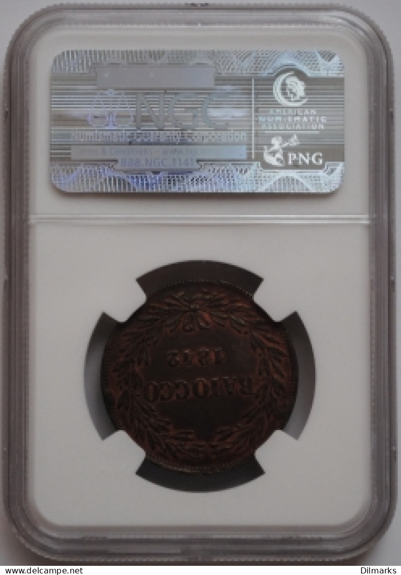 Papal States 1 Baiocco 1842 R XI, NGC AU Details, &quot;Pope Gregory XVI (1831-1846)&quot; - Colonias