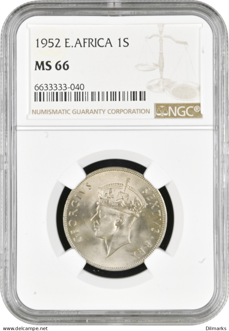 British East Africa 1 Shilling 1952 , NGC MS66, &quot;King George VI (1937 - 1952)&quot; Top Pop - Colonies