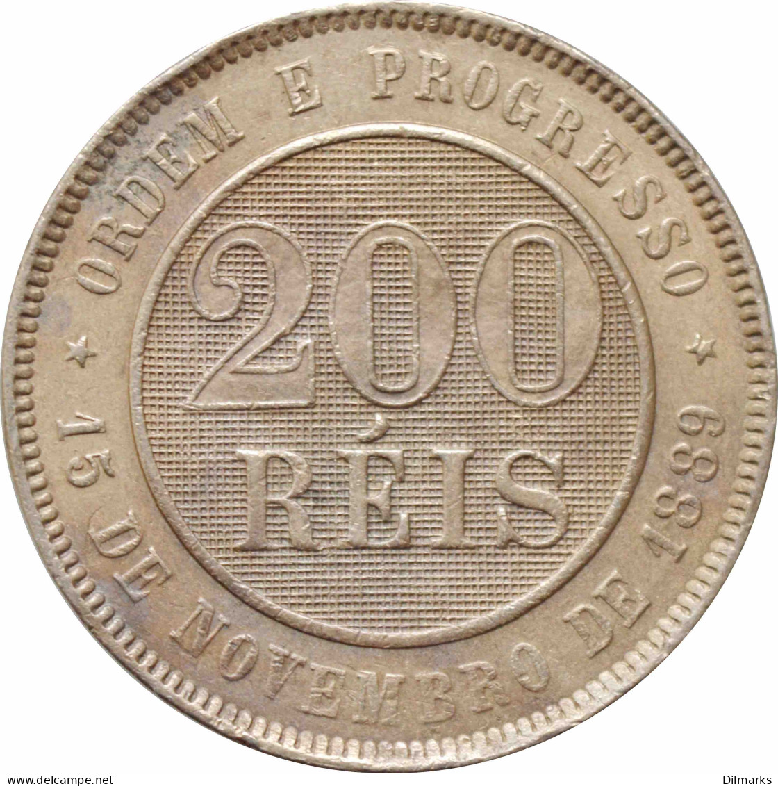 Brazil 200 Reis 1889, AU, &quot;First Republic (1889 - 1942)&quot; - Brésil