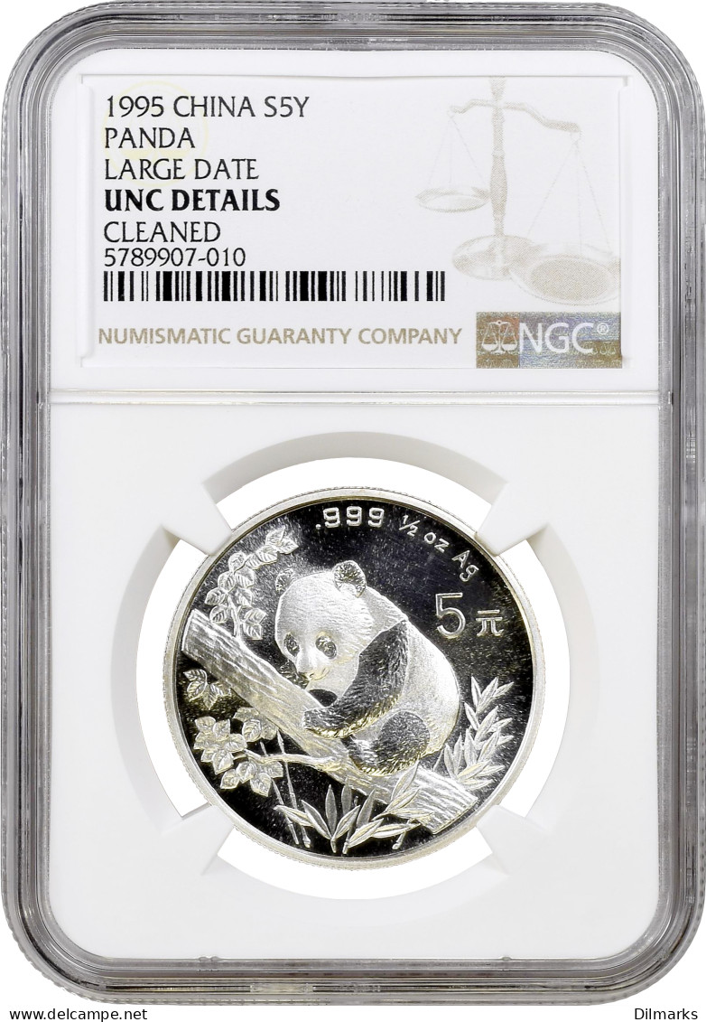 China 5 Yuan 1995, NGC UNC Details, &quot;Panda / Large Date&quot; - Chili