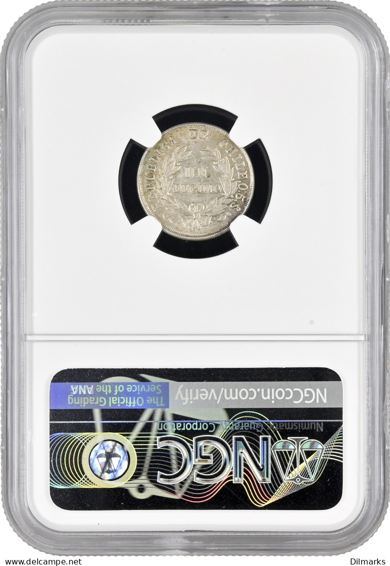 Chile 1 Decimo 1892/82 So, NGC MS62, &quot;Republic Of Chile (1851 - 1898)&quot; - Chile