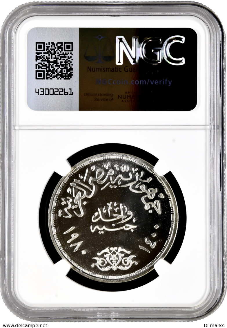 Egypt 1 Pound AH 1400 (1980), NGC PF68 UC, &quot;Doctor's Day&quot; Silver Coin - Egypte