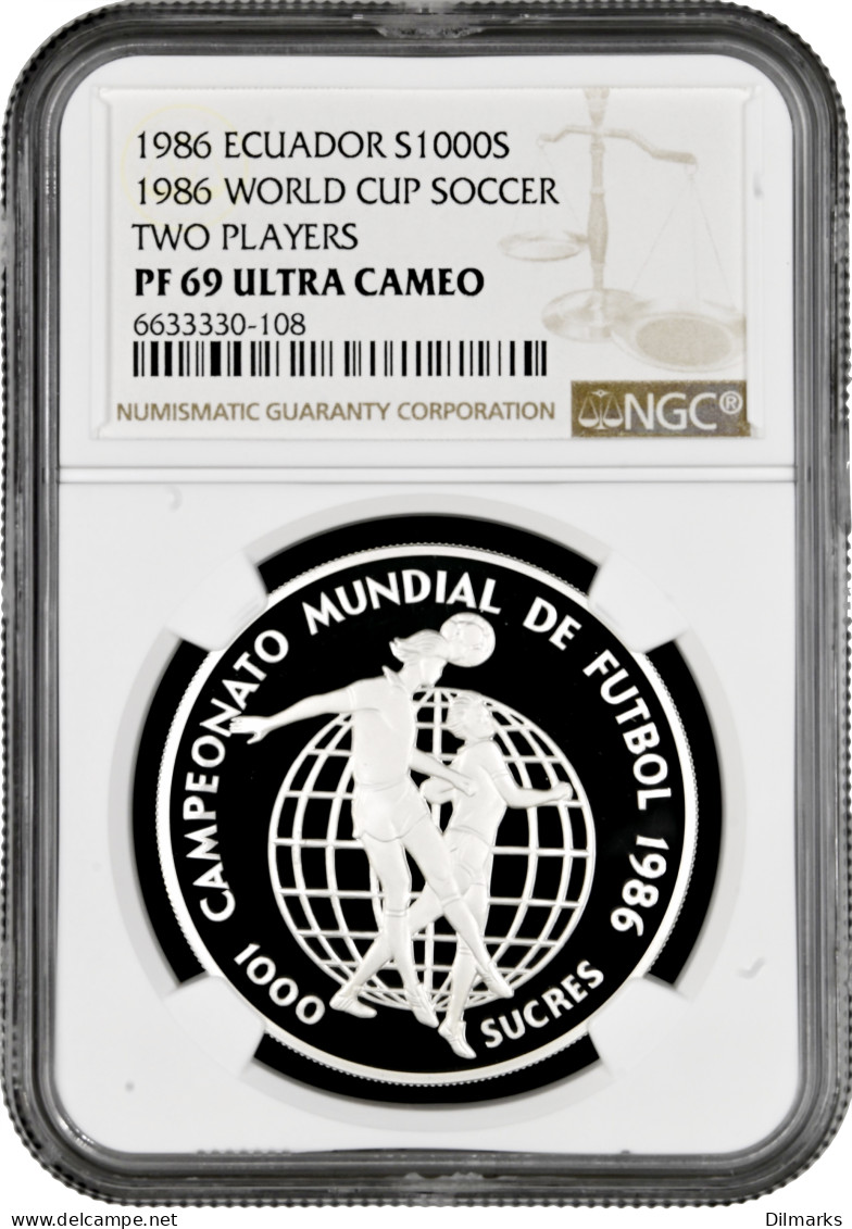 Ecuador 1000 Sucres 1986, NGC PF69 UC, &quot;1986 FIFA World Cup /two Players/&quot; - Equateur