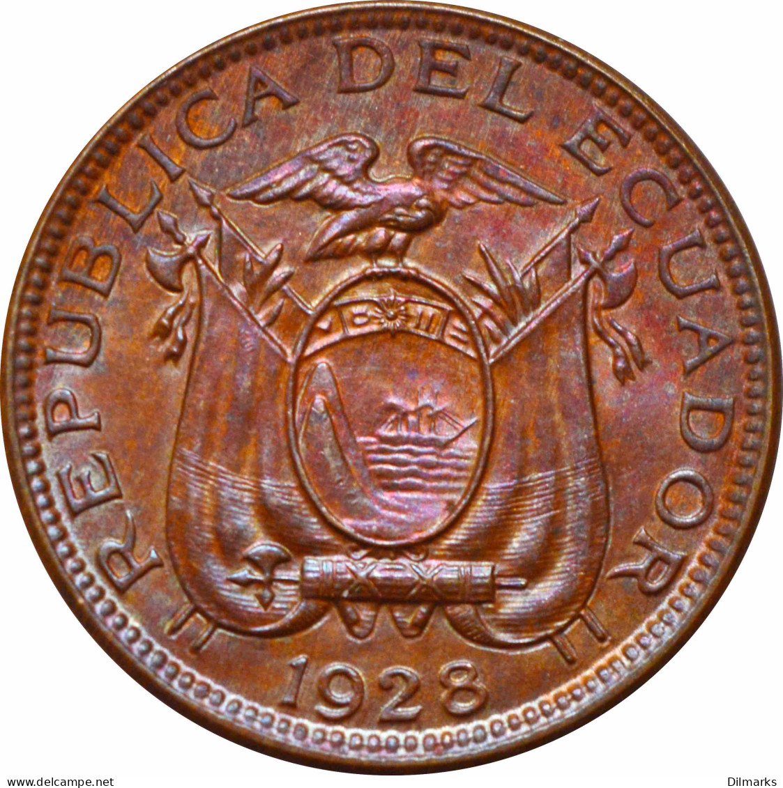 Ecuador 1 Centavo 1928, UNC, &quot;República Del Ecuador (1919 - 1987)&quot; - Equateur