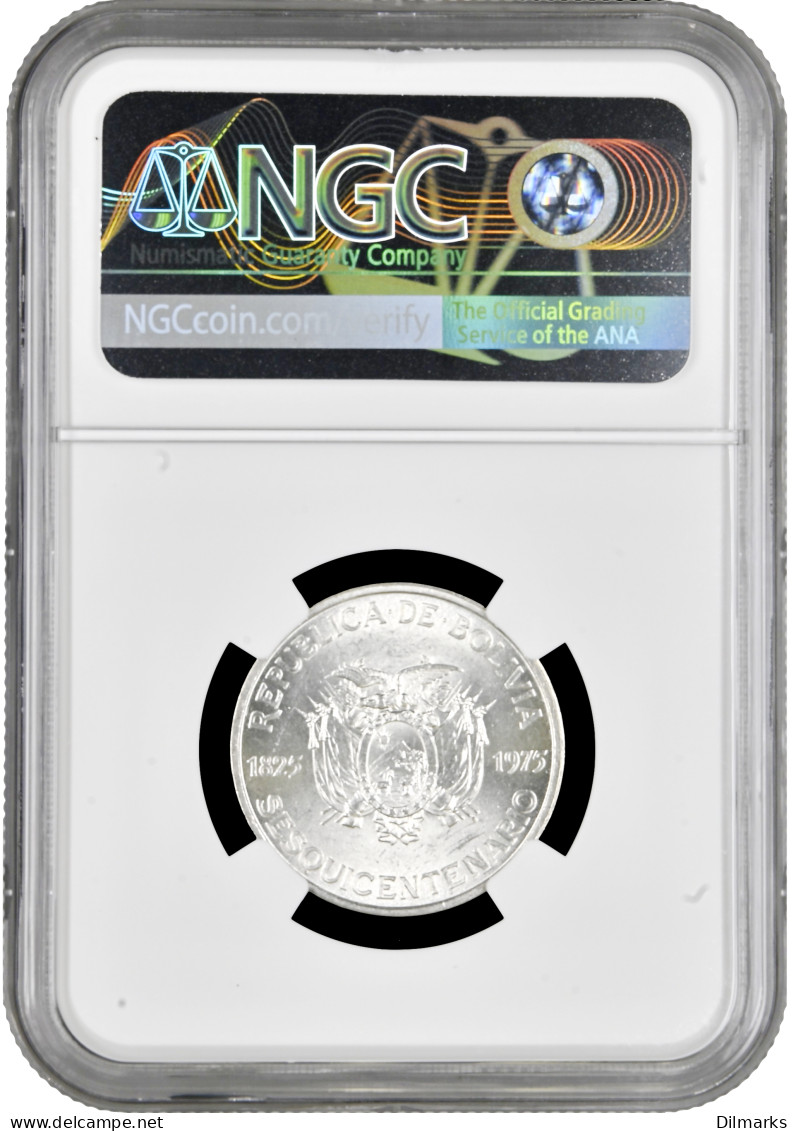 Bolivia 100 Pesos 1975, NGC MS63, &quot;150th Anniversary Of Independence&quot; - Bolivia