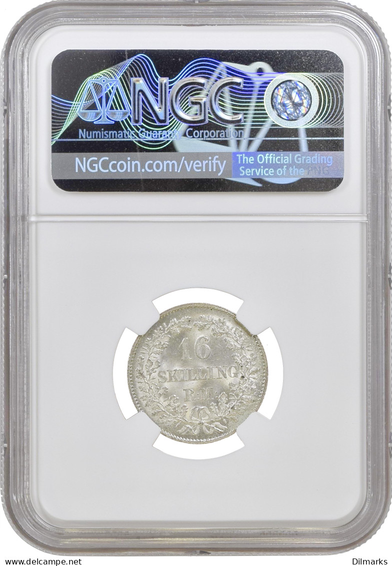 Denmark 16 Skilling Rigsmont 1857 VS, NGC MS63, &quot;King Frederick VII (1848 - 1863)&quot; - Autres – Afrique