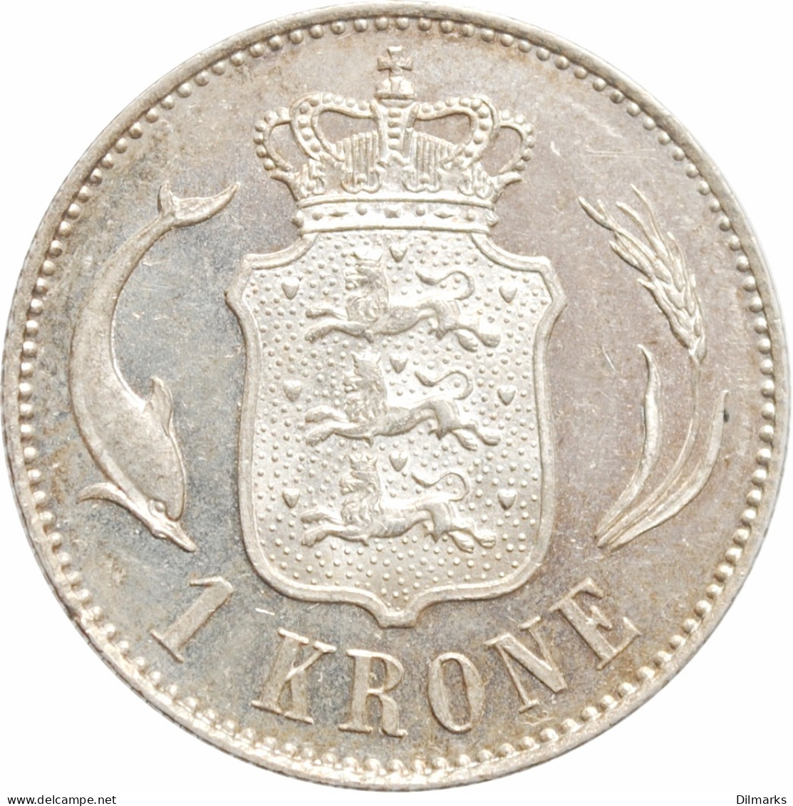 Denmark 1 Krone 1892 CS, UNC, &quot;King Christian IX (1873 - 1906)&quot; - Denmark