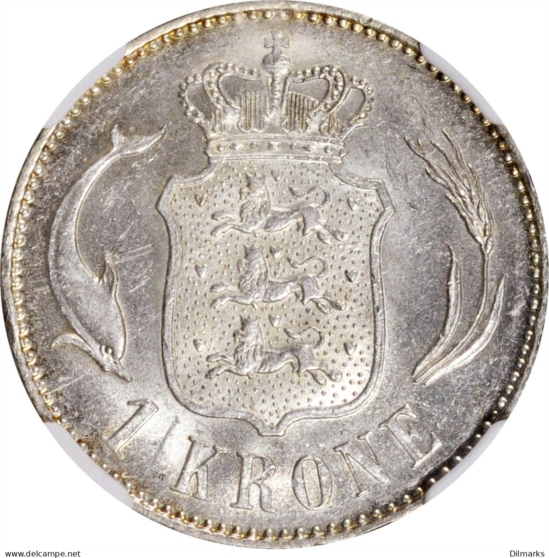 Denmark 1 Krone 1892 CS, NGC MS63, &quot;King Christian IX (1873 - 1906)&quot; - Autres – Afrique