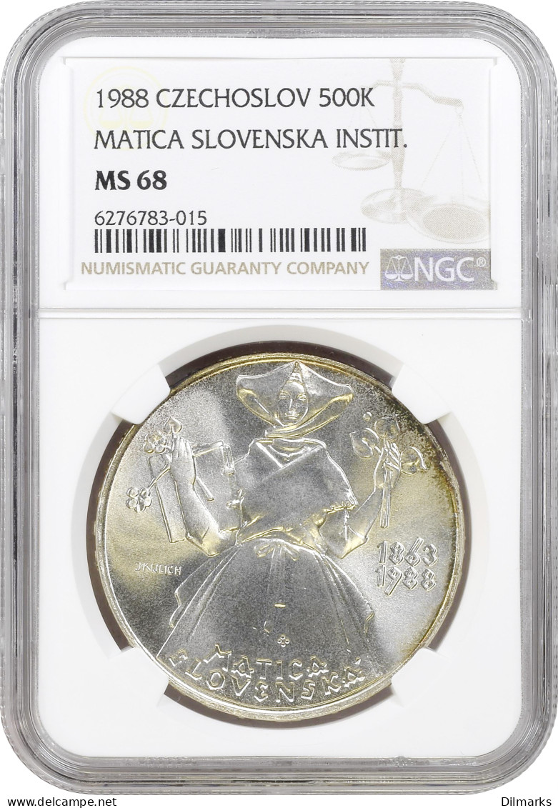 Czechoslovakia 500 Korun 1988, NGC MS68, &quot;125th Anniversary - Matica Slovenska&quot; - Tschechoslowakei