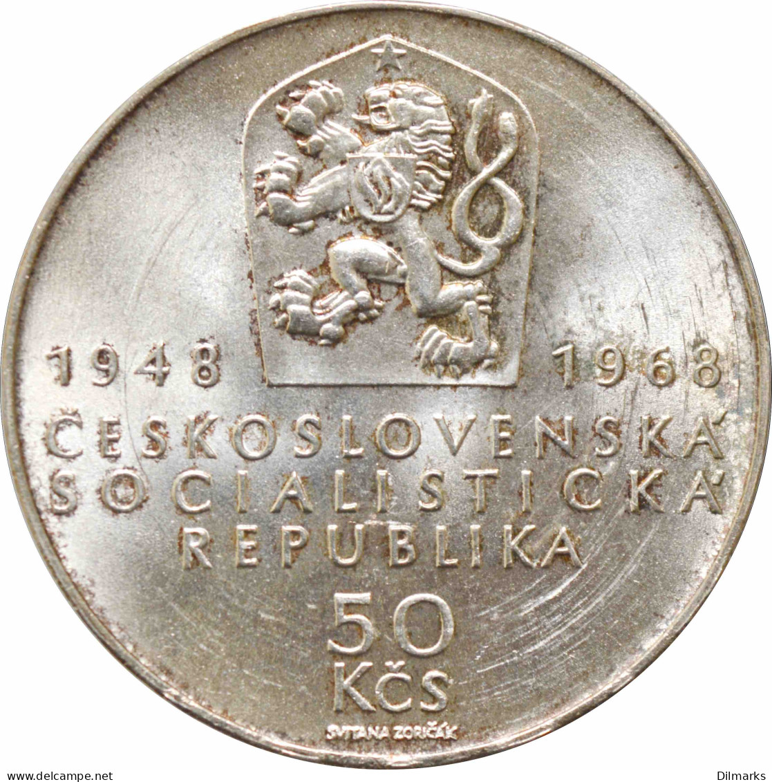 Czechoslovakia 50 Korun 1968, UNC, &quot;50th Anniversary - Independence&quot; - Checoslovaquia