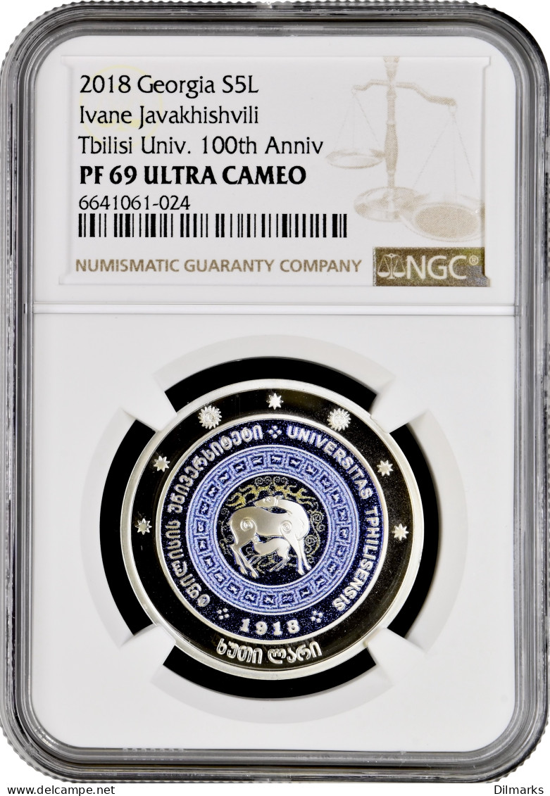 Georgia 5 Lari 2018, NGC PF69 UC, &quot;Tbilisi State University&quot; Top Pop 1/0 - Georgien