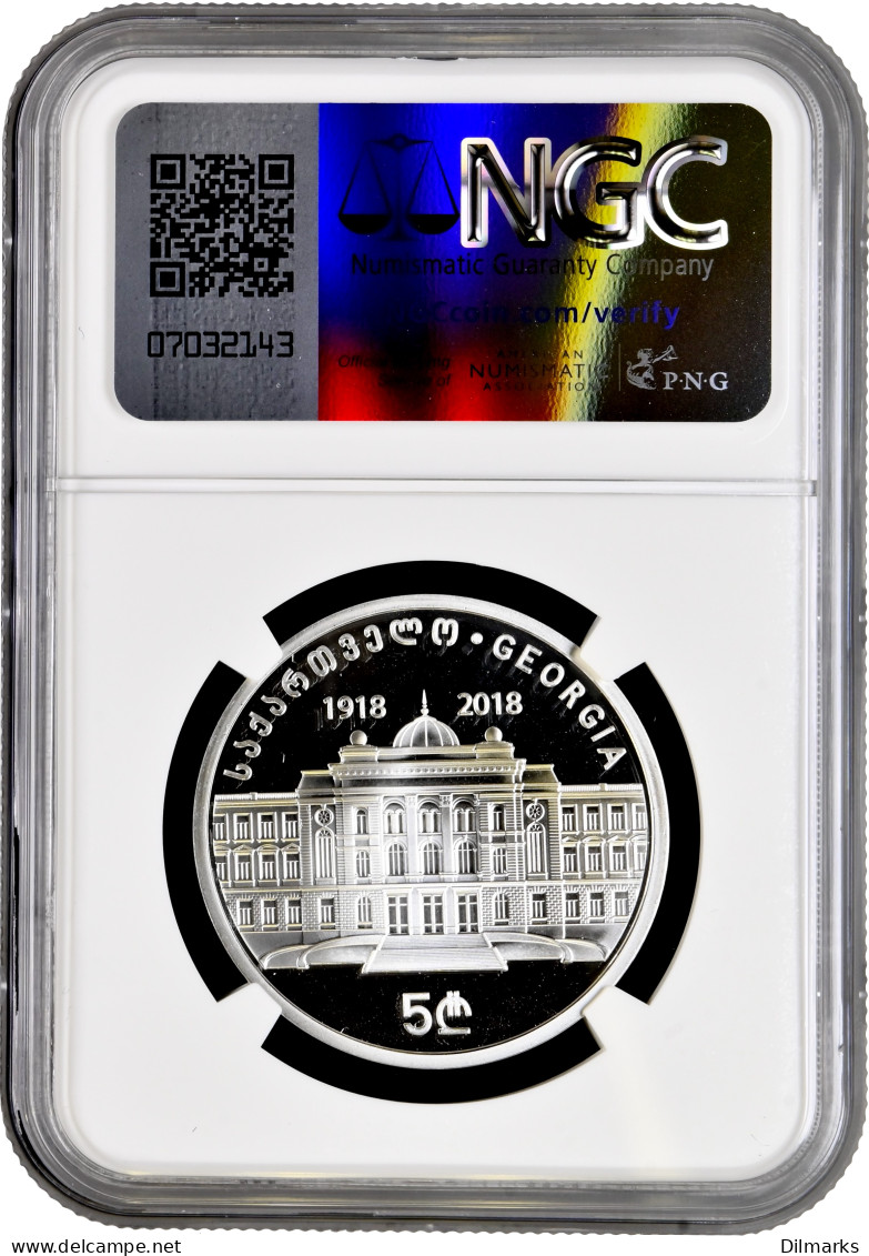 Georgia 5 Lari 2018, NGC PF69 UC, &quot;Tbilisi State University&quot; Top Pop 1/0 - Georgia