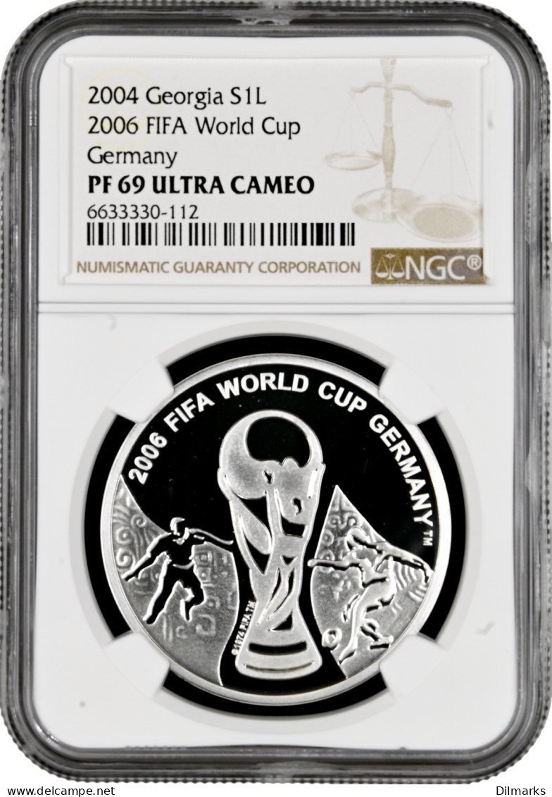 Georgia 1 Lari 2004, NGC PF69 UC, &quot;2006 World Football Cup Germany&quot; Top Pop - Georgia