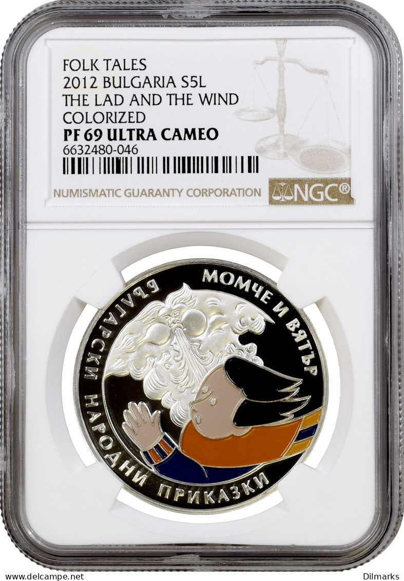 Bulgaria 5 Leva 2012, NGC PF69 UC, &quot;Bulgarian Folktales - The Lad And The Wind&quot; - Bulgarie