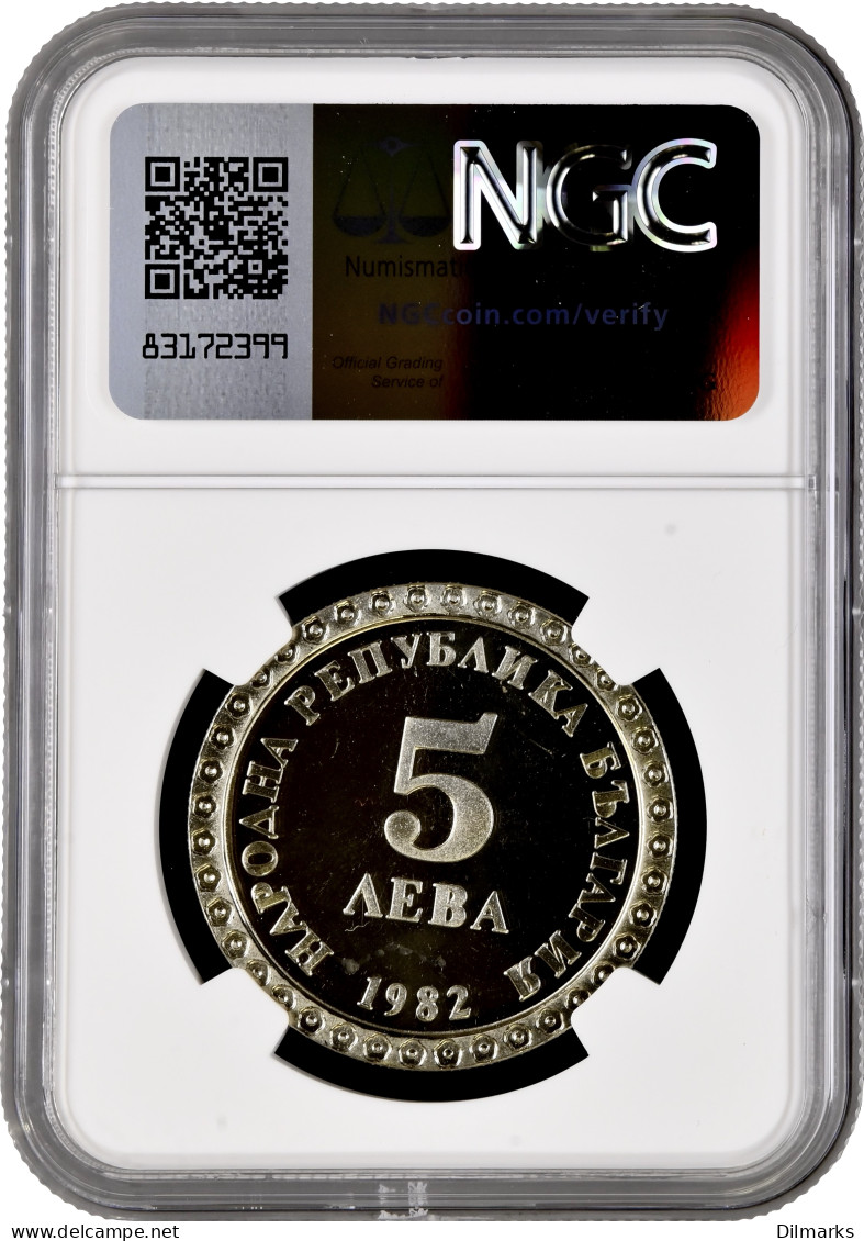 Bulgaria 5 Leva 1982, NGC PF66 CAM, &quot;100th Anniv. - Birth Of Vladimir Dimitrov&quot; - Bulgarien