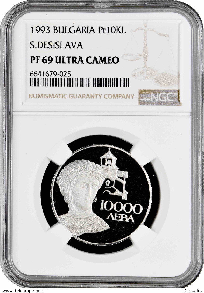 Bulgaria 10000 Leva 1993, NGC PF69 UC, &quot;ECU - S. Desislava&quot; Platinum Coin - Bulgarien