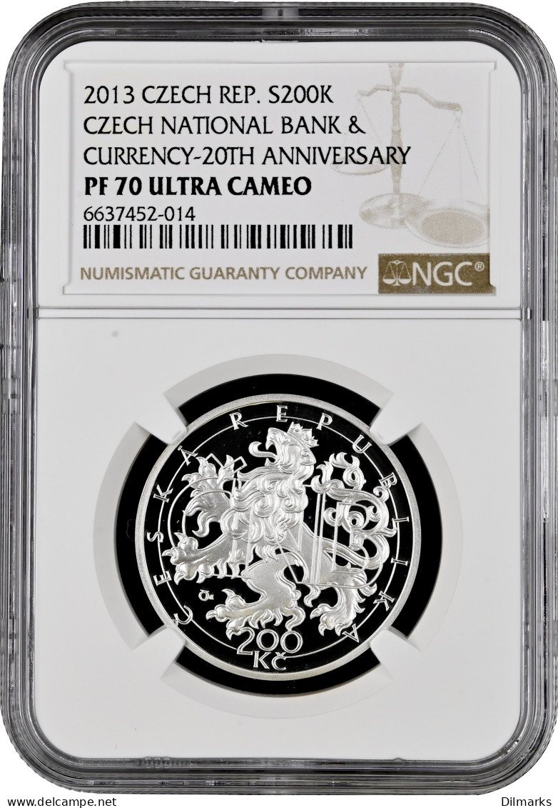 Czech Republic 200 Korun 2013, NGC PF70 UC, &quot;20th Anniversary - Czech Currency&quot; Top Pop - Tchéquie