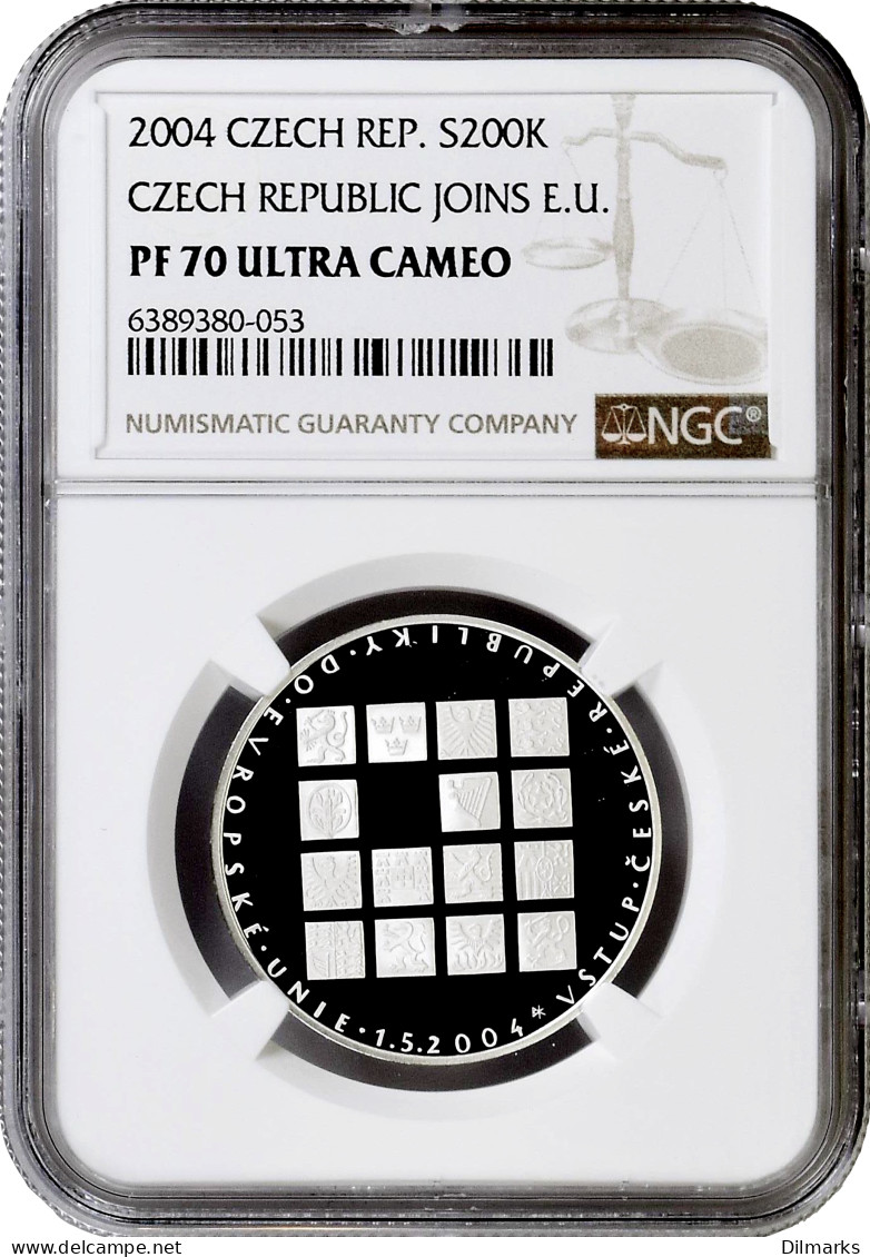 Czech Republic 200 Korun 2004, NGC PF70 UC, &quot;Accession Of The Czech Republic To The European Union&quot; Top Pop - Tchéquie