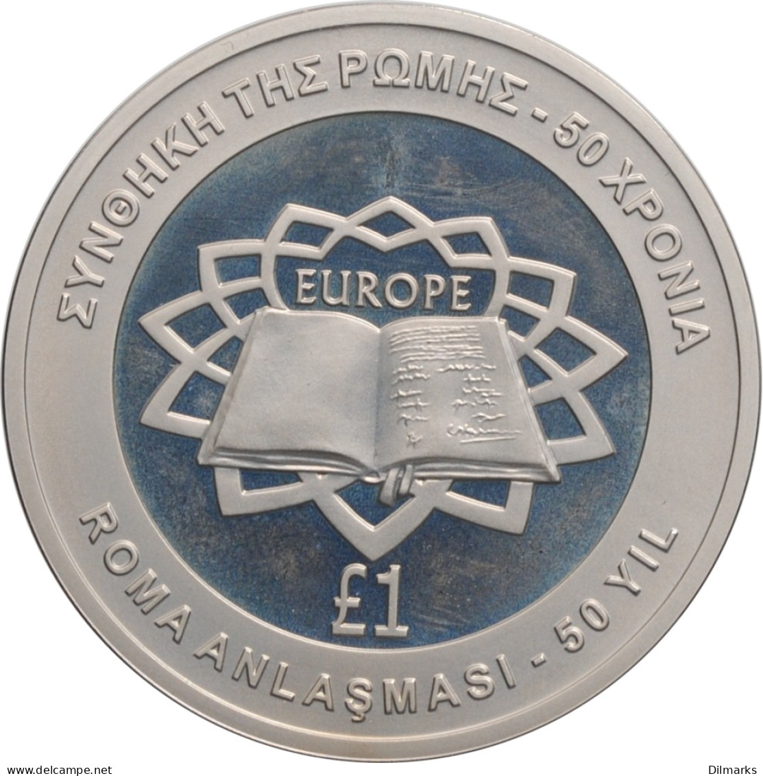 Cyprus 1 Pound 2007, PROOF, &quot;50th Anniversary - Signing Of The Treaty Of Rome&quot; - Chipre