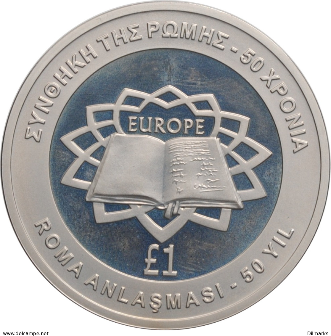 Cyprus 1 Pound 2007, PROOF, &quot;50th Anniversary - Signing Of The Treaty Of Rome&quot; - Chypre