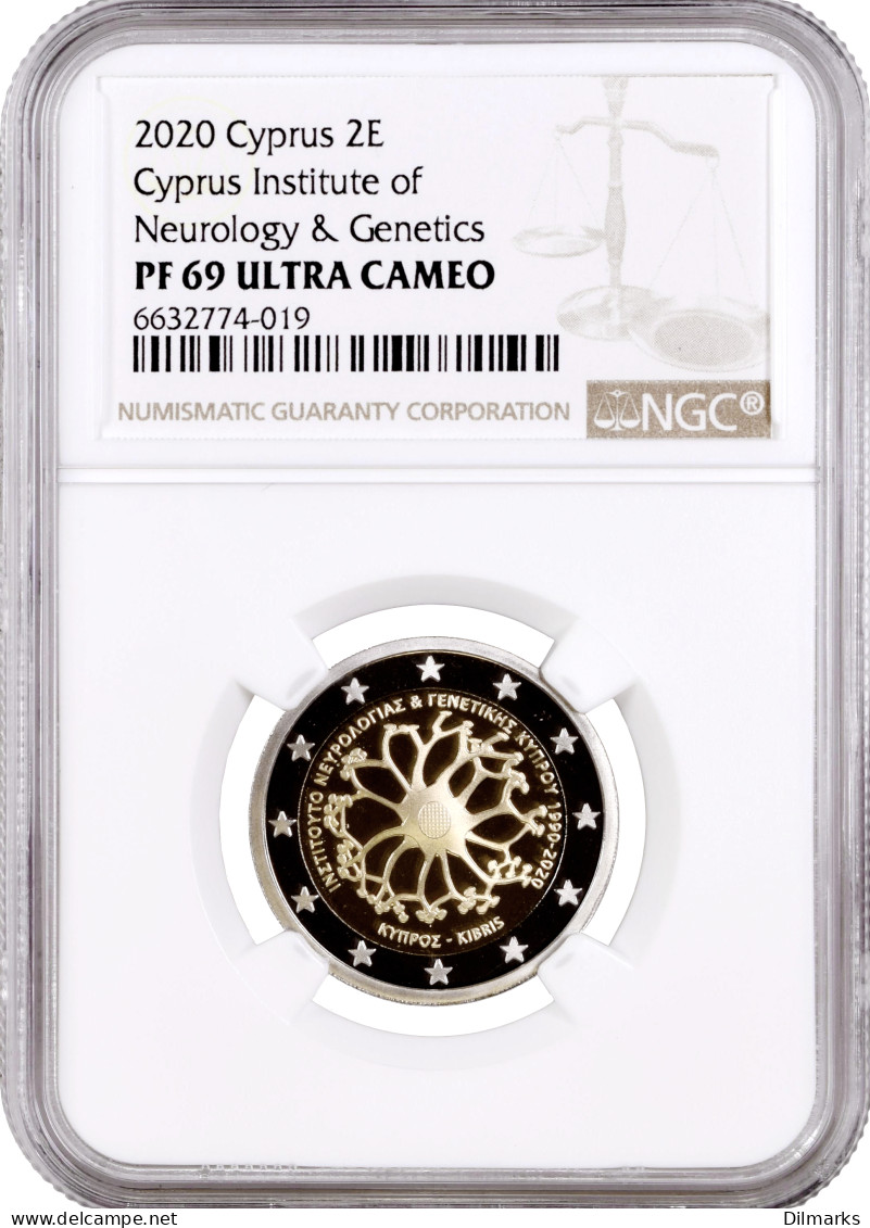 Cyprus 2 Euro 2020, NGC PF69 UC, &quot;30th Anniversary - Cyprus Institute Of Neurology And Genetics&quot; - Chipre