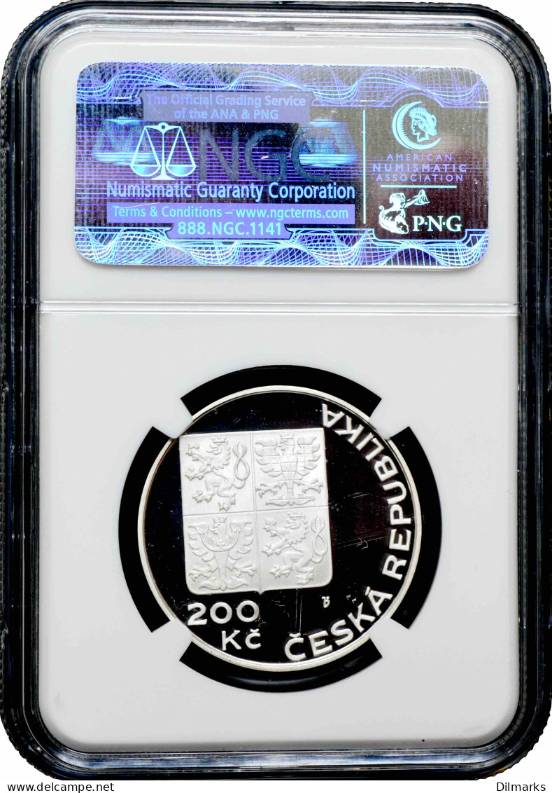 Czech Republic 200 Korun 1995, NGC PF69 UC, &quot;50th Anniversary - United Nations&quot; - Czech Republic