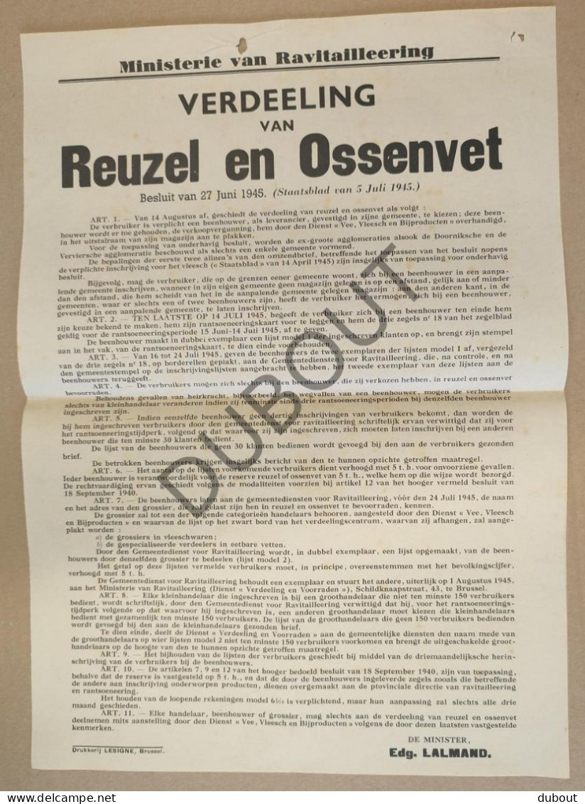 WOII - Affiche - 1945 Verdeling Reuzel En Ossenvet (P415) - Posters