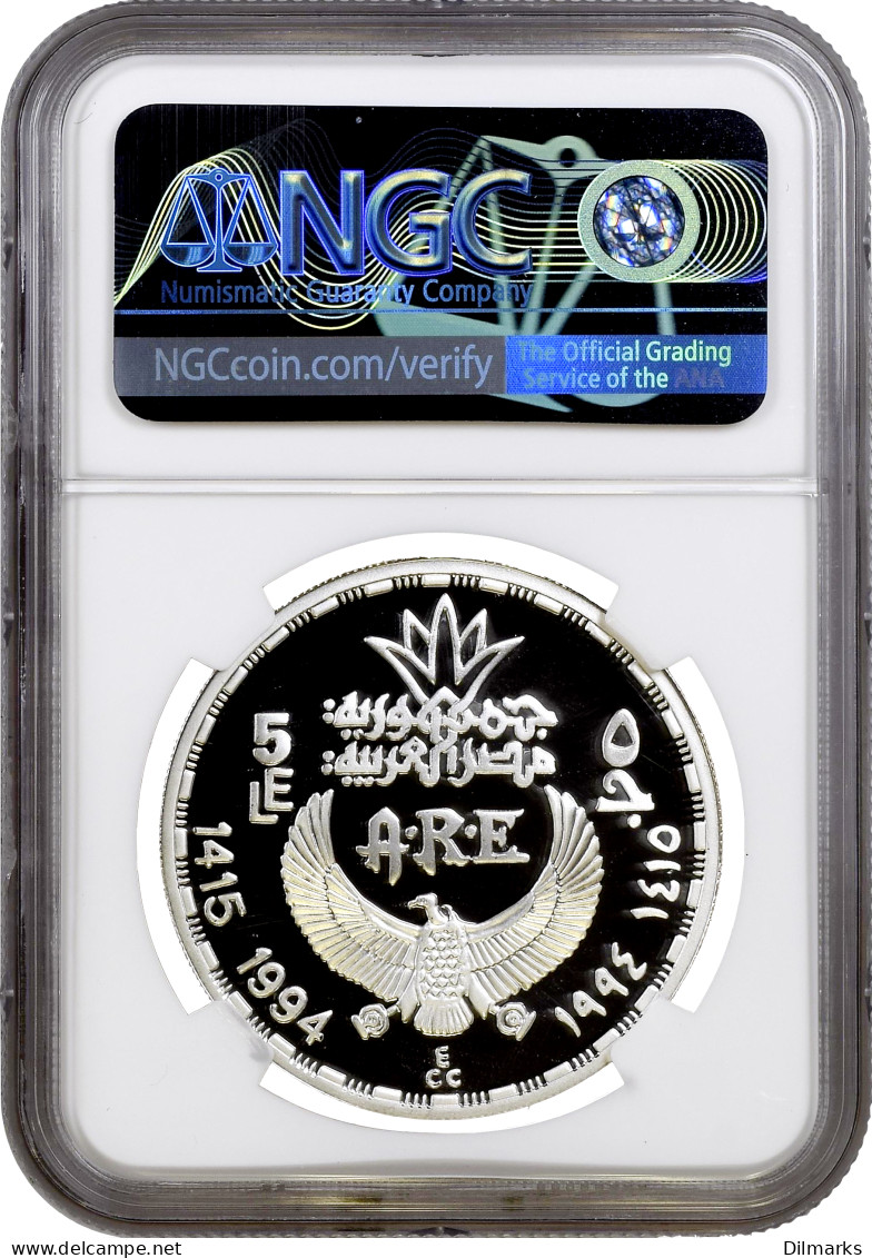 Egypt 5 Pounds 1994, NGC PF68 UC, &quot;Ancient Scribe Seated&quot; - Egypte