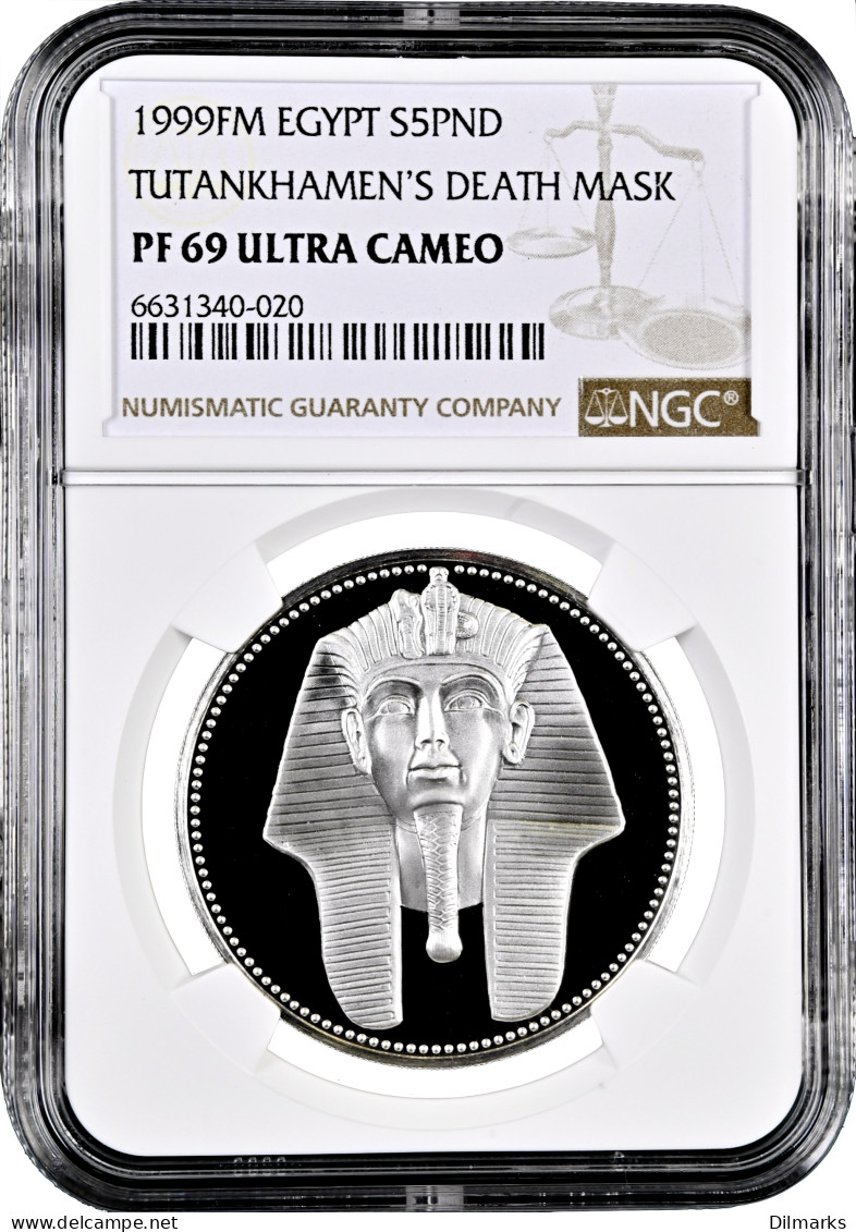 Egypt 5 Pounds 1999, NGC PF69 UC, &quot;The Great Treasures Of Ancient Egypt - Tutankhamun&quot; - Egypte