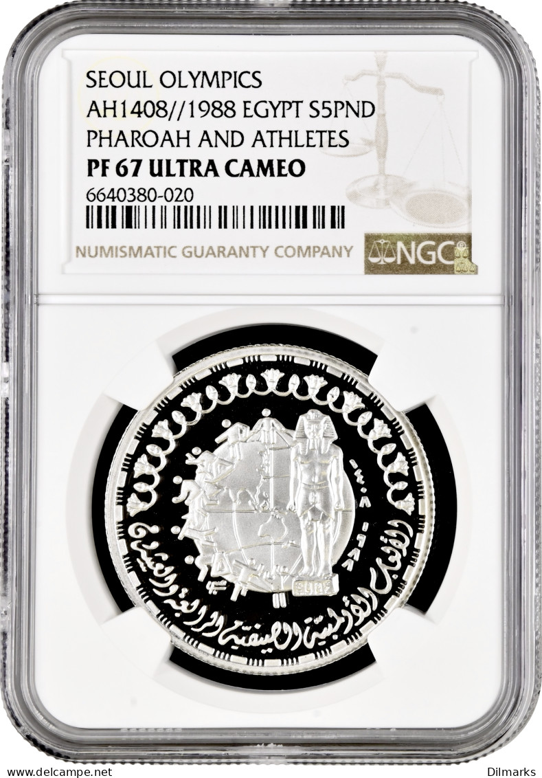 Egypt 5 Pounds 1988, NGC PF67 UC, &quot;Seoul Olympics - Earth Ball With Athlets&quot; - Egypte
