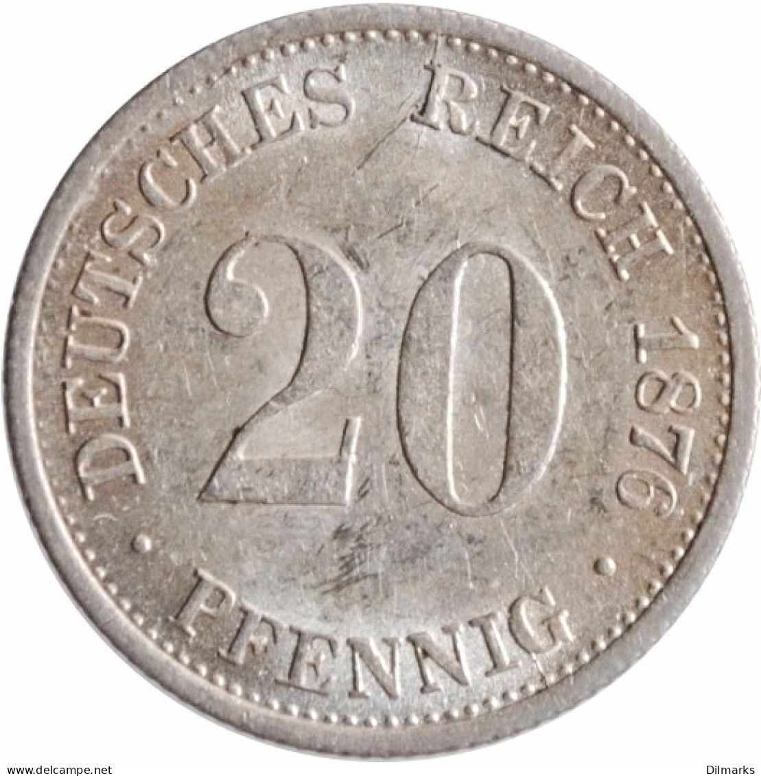 Germany 20 Pfennig 1876 F, UNC, &quot;German Empire (1871 - 1922)&quot; - 2, 3 & 5 Mark Silber