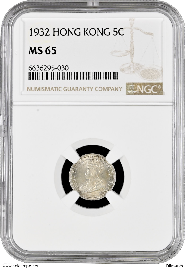 Hong Kong 5 Cents 1932, NGC MS65, &quot;King George V (1910 - 1936)&quot; - Hong Kong